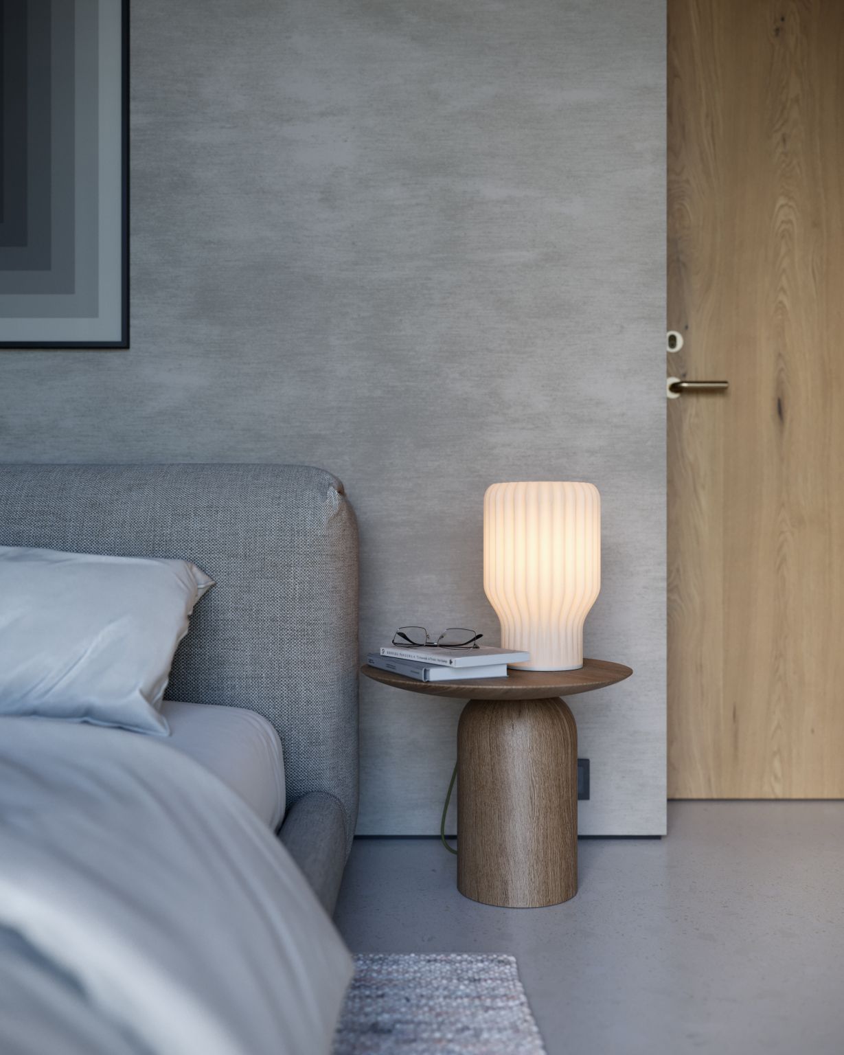 Flume table lamp showcasing Scandinavian simplicity, designed with 3D-printed wavy textures